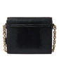 Black Leather DG Crystals Shoulder Crossbody Bag