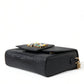 Black Leather DG Crystals Shoulder Crossbody Bag