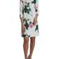 White Rose Print Viscose A-line Shift Dress
