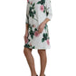 White Rose Print Viscose A-line Shift Dress