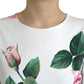 White Rose Print Viscose A-line Shift Dress