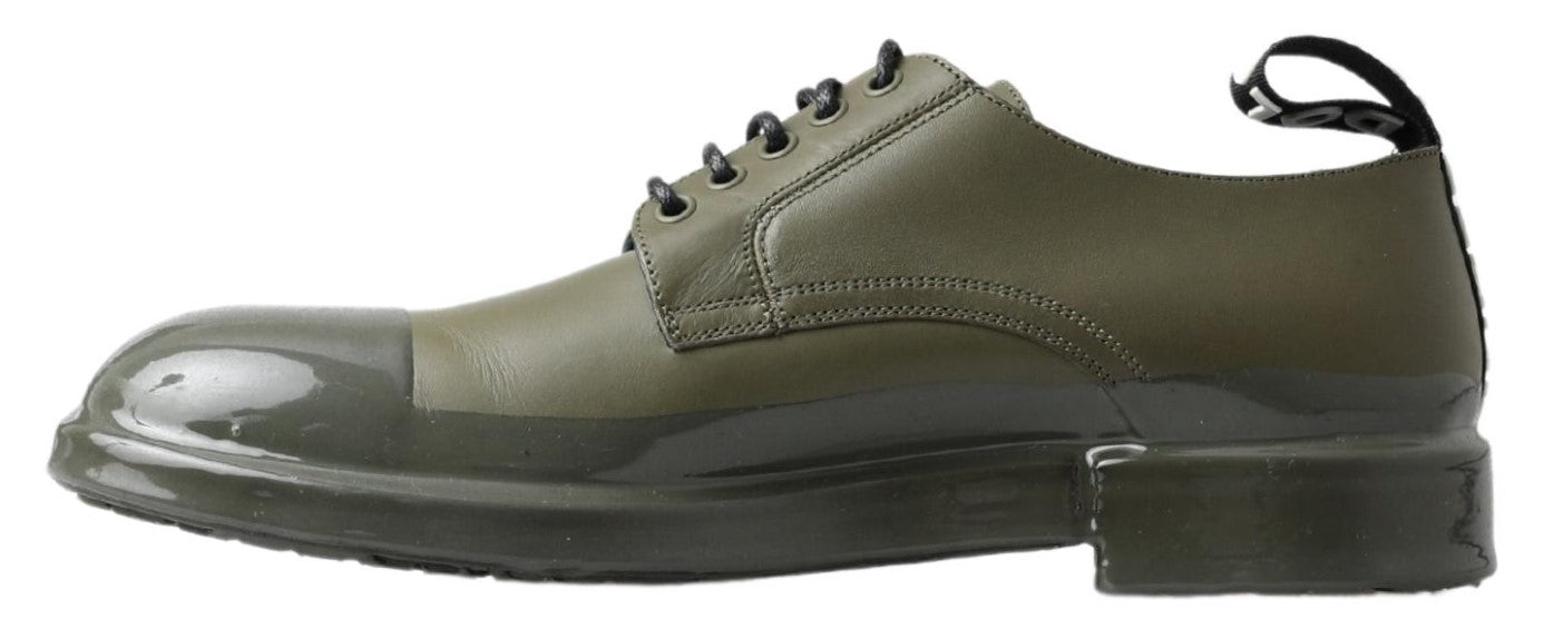 Emerald Elegance Leather Derby Shoes