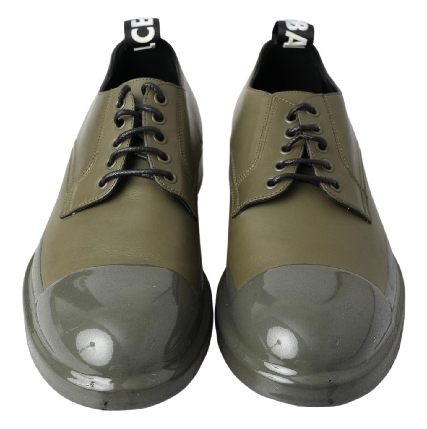 Emerald Elegance Leather Derby Shoes