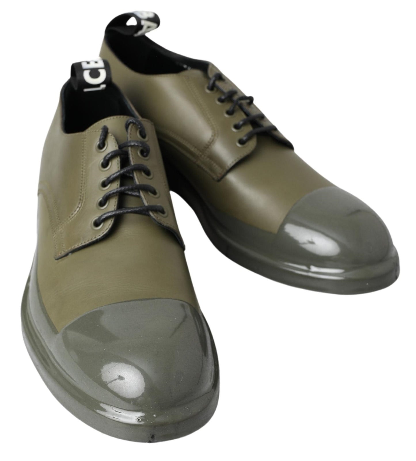 Emerald Elegance Leather Derby Shoes