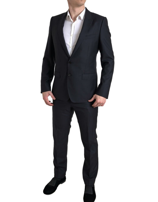 Elegant Black Silk Blend Martini Suit