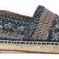 Blue Gray Leather Buffalo Espadrille Shoes