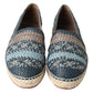 Blue Gray Leather Buffalo Espadrille Shoes