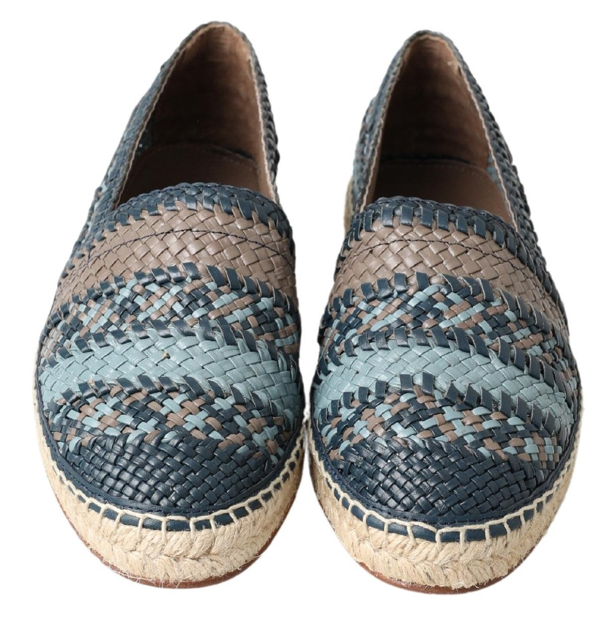 Blue Gray Leather Buffalo Espadrille Shoes