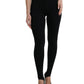 Black Nylon Stretch Slim Leggings Pants