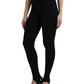 Black Nylon Stretch Slim Leggings Pants