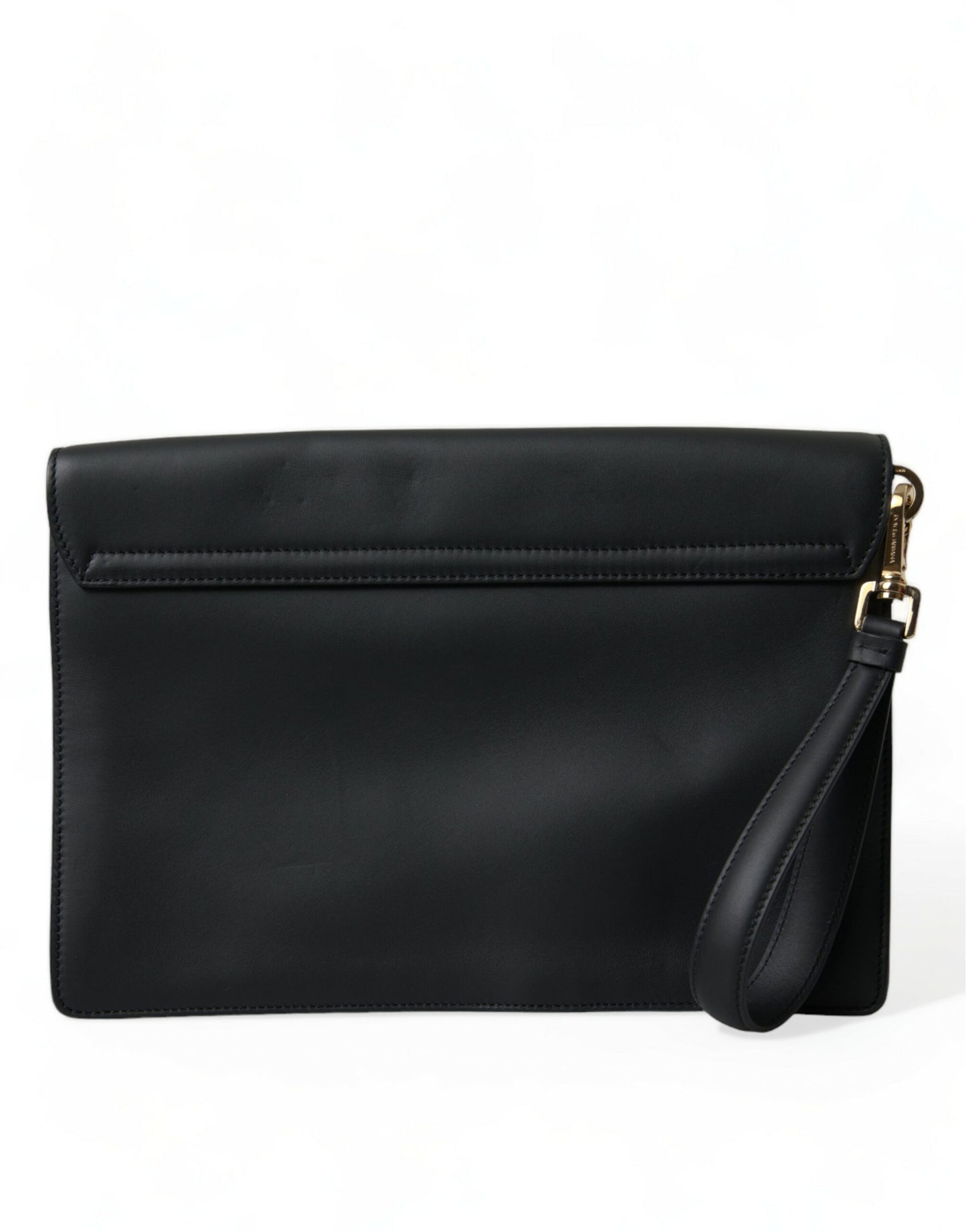 Black Calf Leather Large Logo Document Holder Clutch Bag