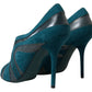 Chic Blue Peep Toe Stiletto Ankle Booties