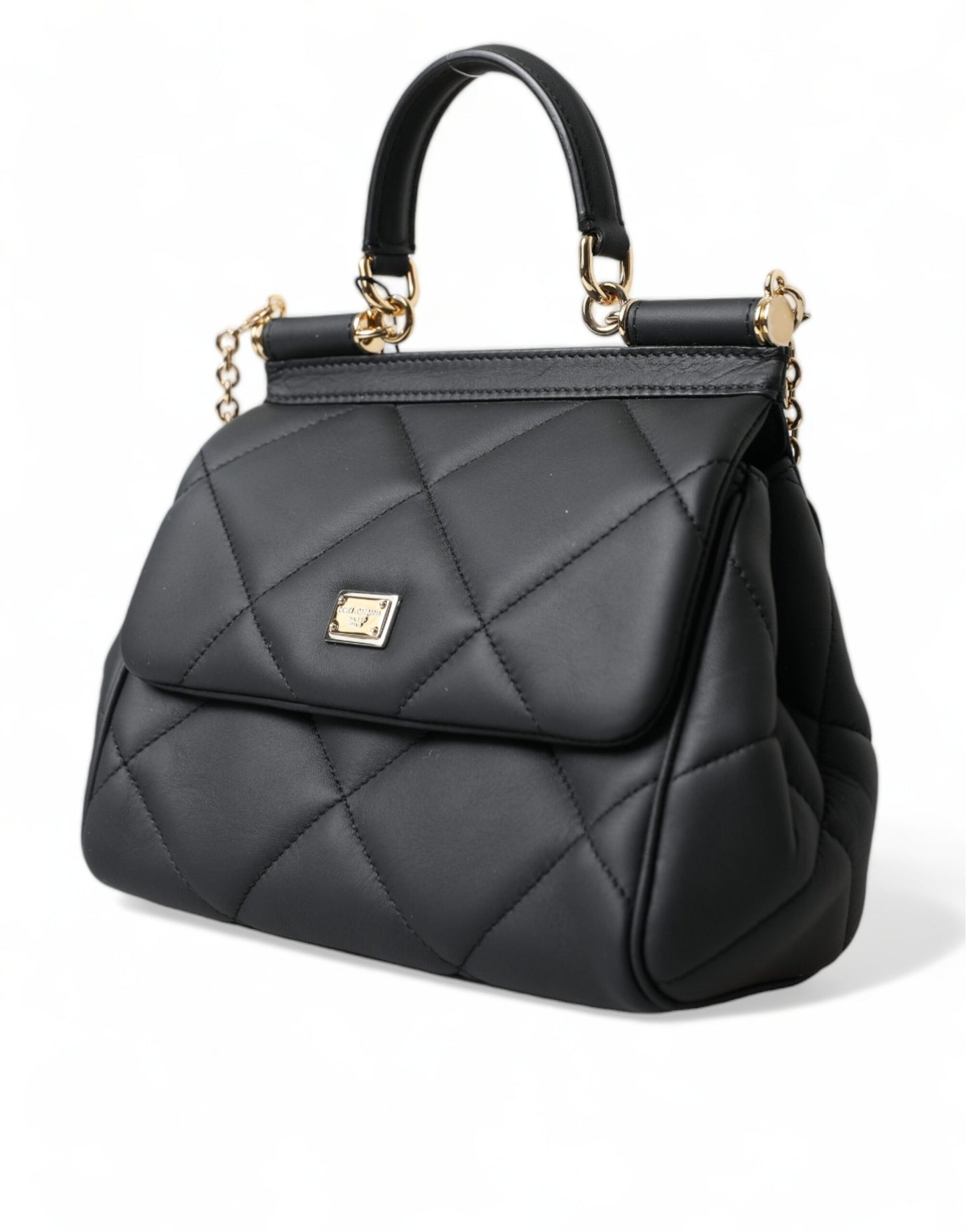 Elegant Black Leather Sicily Shoulder Bag