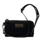 Black Nylon Logo Plaque Keyring Pouch Clutch Bag