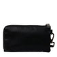 Black Nylon Logo Plaque Keyring Pouch Clutch Bag