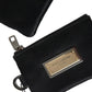 Black Nylon Logo Plaque Keyring Pouch Clutch Bag