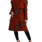 Orange Houndstooth Long Sleeve Coat Jacket