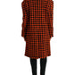 Orange Houndstooth Long Sleeve Coat Jacket