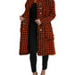 Orange Houndstooth Long Sleeve Coat Jacket