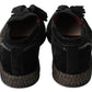 Black Suede Leather Casual Espadrille Shoes