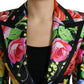 Multicolor Floral Print Silk Blazer Jacket