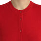 Red Cashmere Button Down Cardigan Sweater