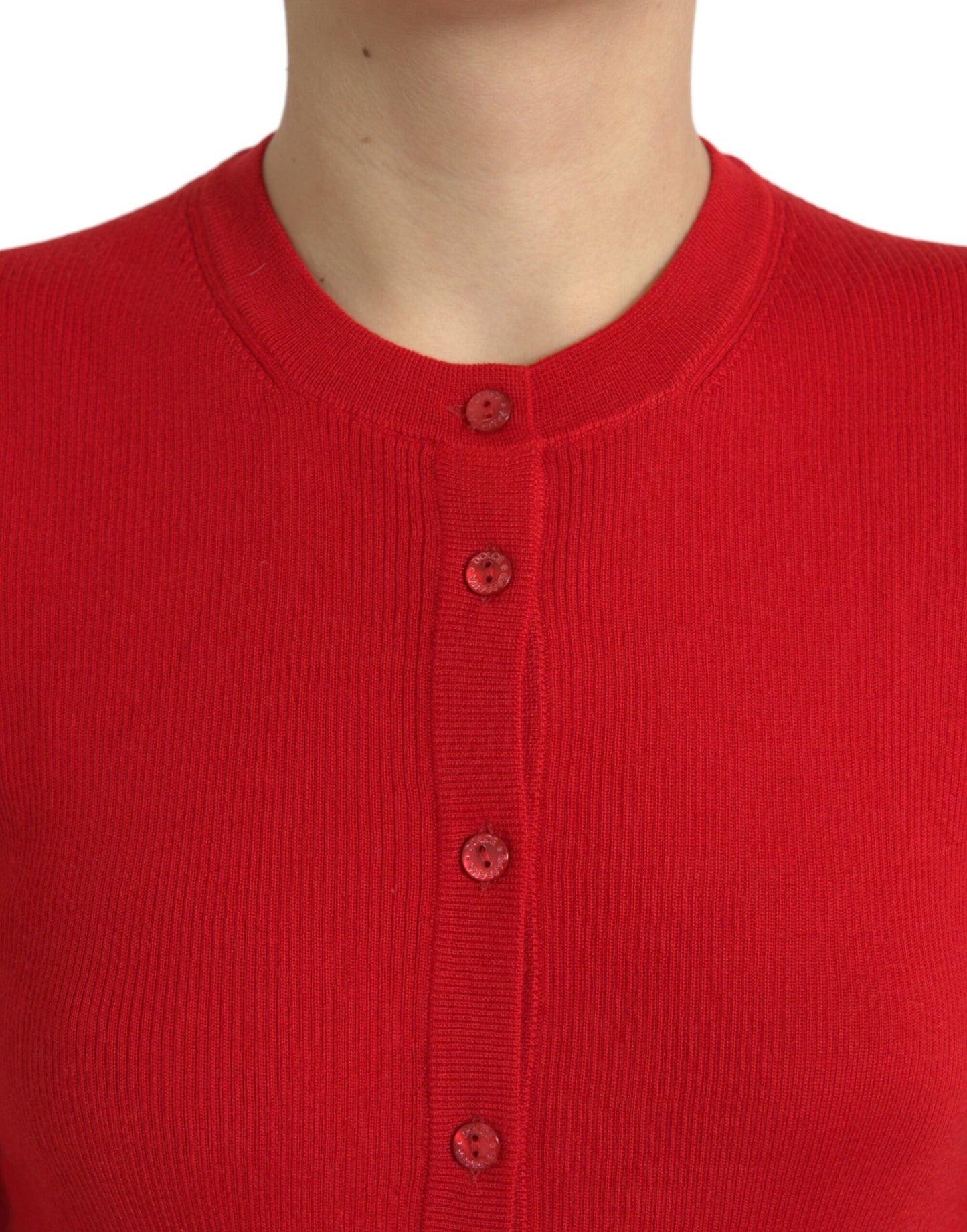 Red Cashmere Button Down Cardigan Sweater