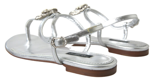 Elegant Silver Flat Sandals with Heart Detail