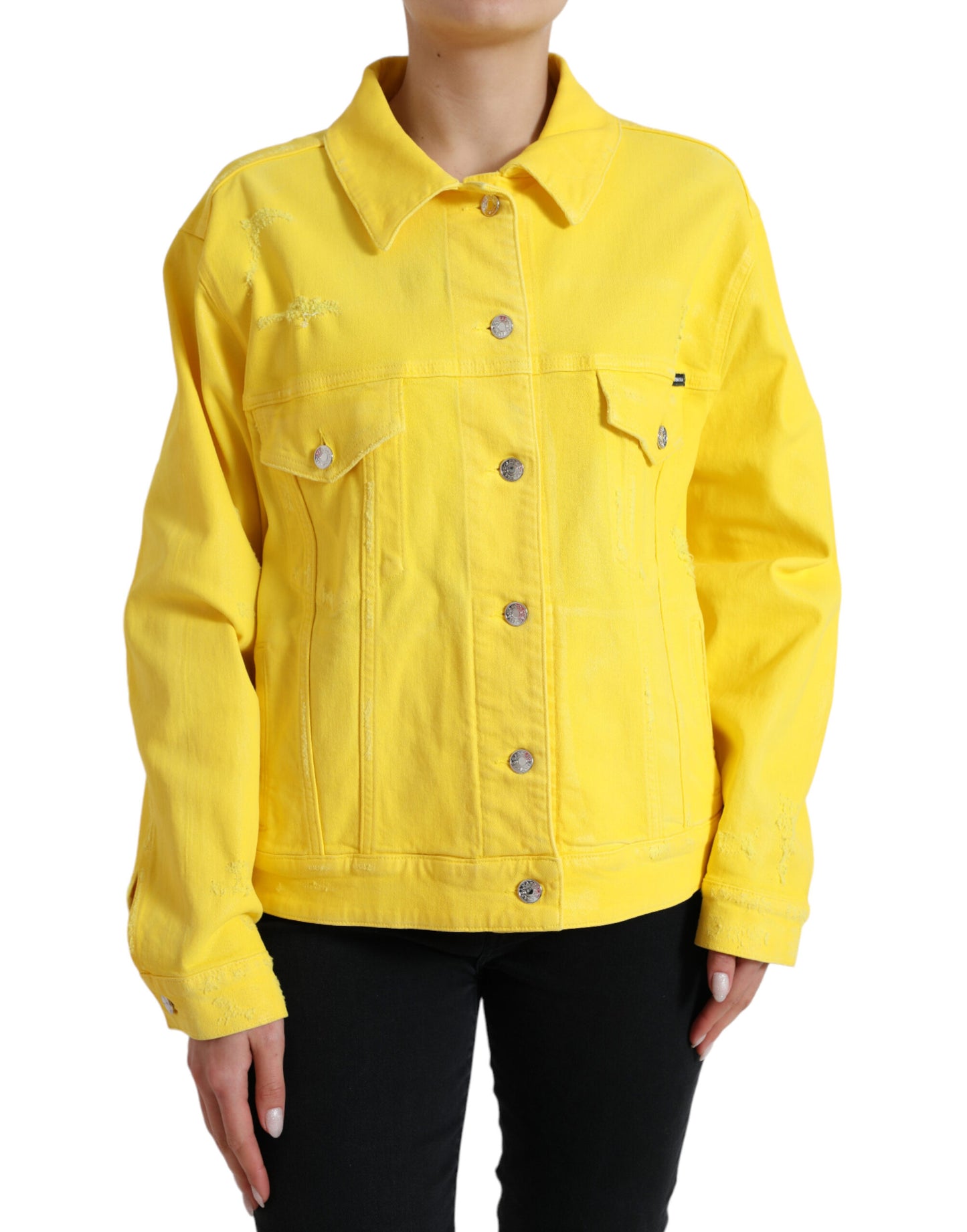 Yellow Cotton DENIM Jeans Coat Jacket