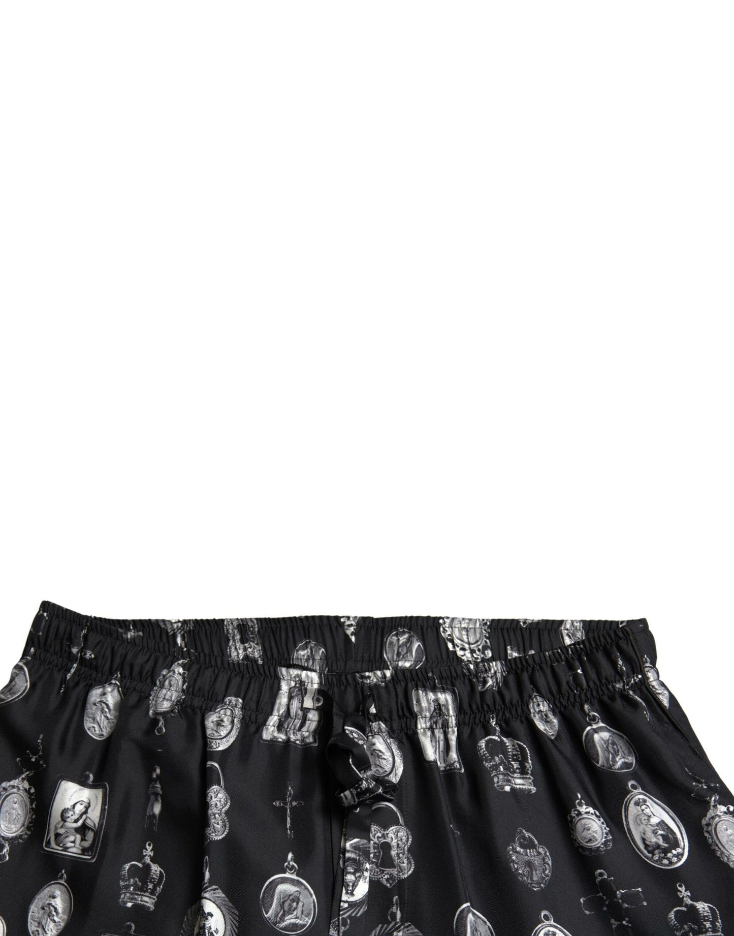 Elegant Silk Joggers with Religious Print