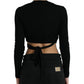 Black Wool V-neck Crossed Cardigan Sweater