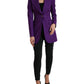 Purple Wool SingleBreasted Fitted Coat Jacket