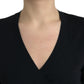 Black Wool V-neck Crossed Cardigan Sweater