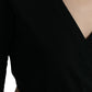 Black Wool V-neck Crossed Cardigan Sweater