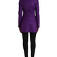 Purple Wool SingleBreasted Fitted Coat Jacket