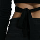 Black Wool V-neck Crossed Cardigan Sweater