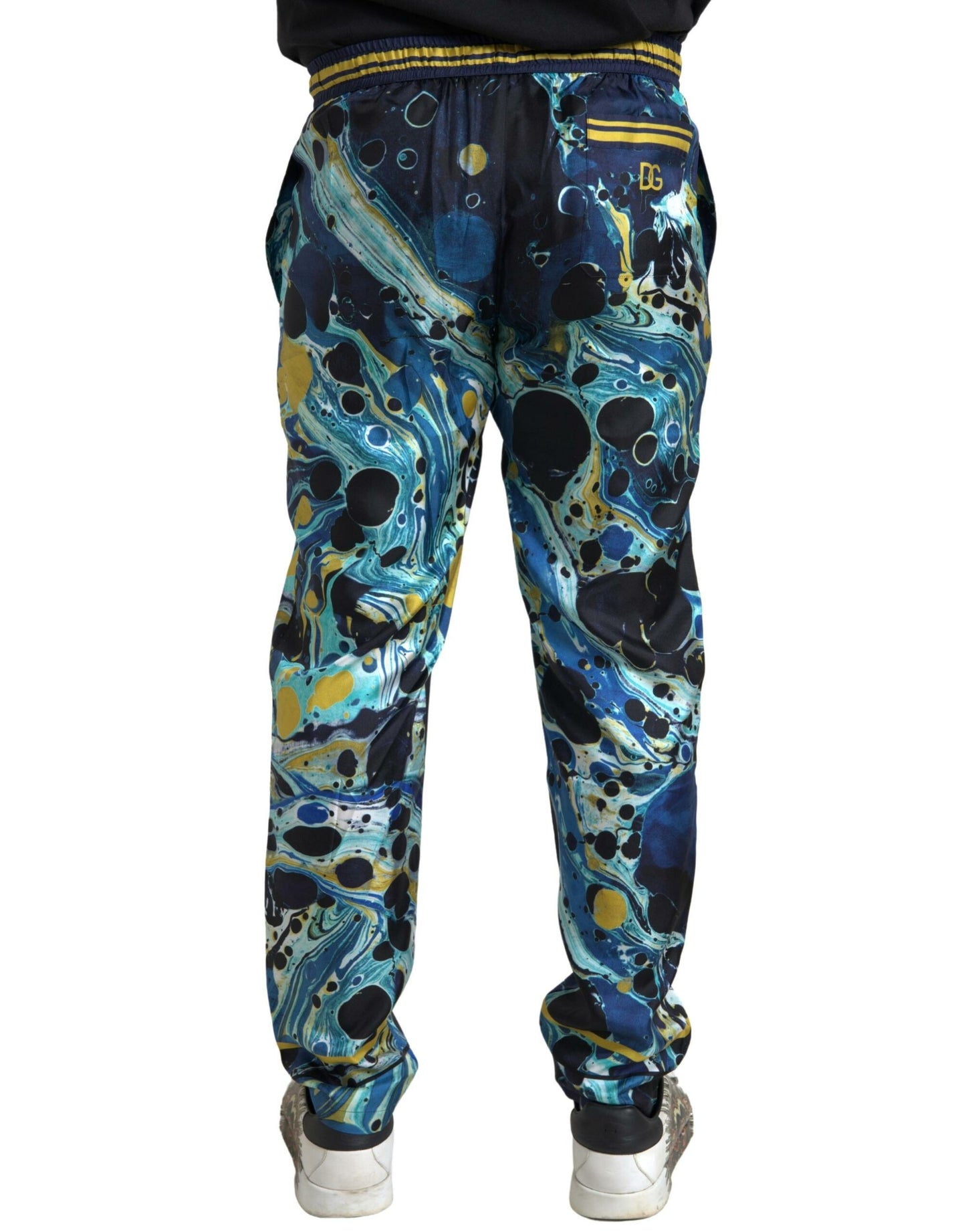 Multicolor Silk Joggers with Enchanting Print