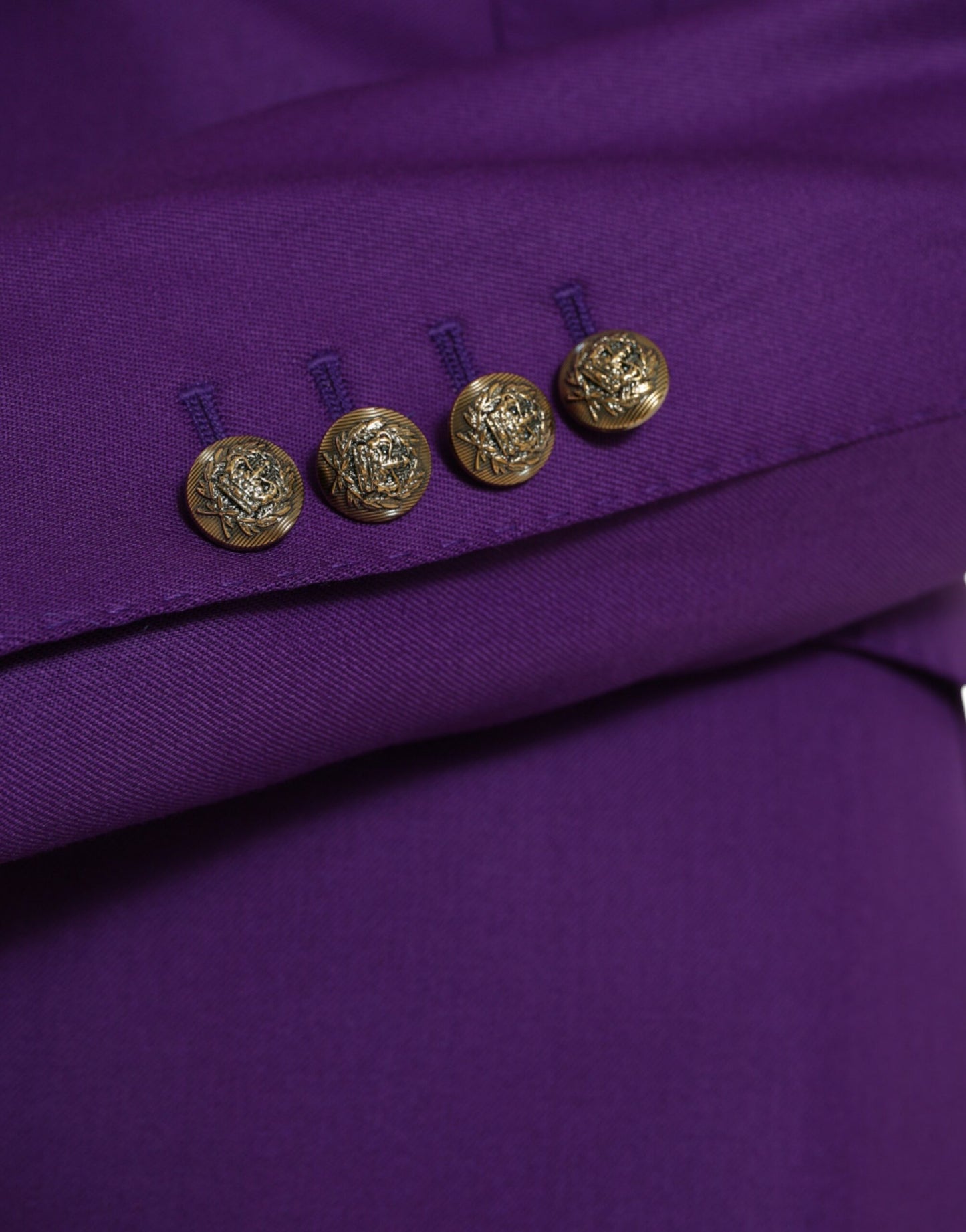 Purple Wool SingleBreasted Fitted Coat Jacket