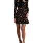 Black Floral A-line Long Sleeves Mini Dress