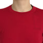 Red Wool Knitted Crew Neck Pullover Sweater