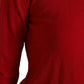 Red Wool Knitted Crew Neck Pullover Sweater