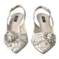 Elegant Lace Slingback Pumps with Crystal Accents