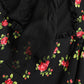 Black Floral A-line Long Sleeves Mini Dress