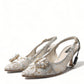 Elegant Lace Slingback Pumps with Crystal Accents