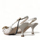 Elegant Lace Slingback Pumps with Crystal Accents