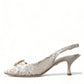 Elegant Lace Slingback Pumps with Crystal Accents