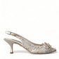 Elegant Lace Slingback Pumps with Crystal Accents