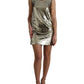 Silver Sequined Nylon Sheath Sleeveless Mini Dress