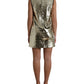 Silver Sequined Nylon Sheath Sleeveless Mini Dress