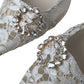 Elegant Lace Slingback Pumps with Crystal Accents